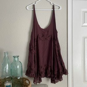Free People Burgundy Intimately She Swings Lace Slip Dress Size Large